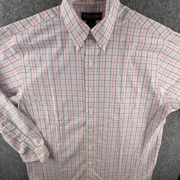 Brooks Brothers Pink Blue Check Long Sleeve Woven Medium Non Iron Woven Cotton - Picture 1 of 11